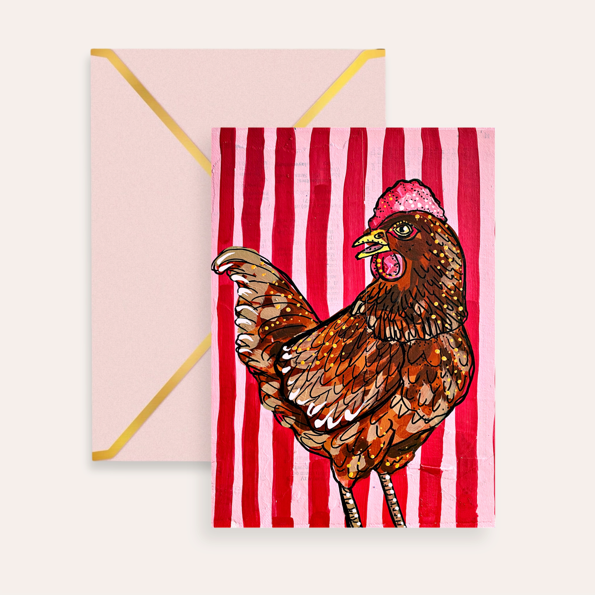 Brown Chicken Greeting Card Fine Art Print-1