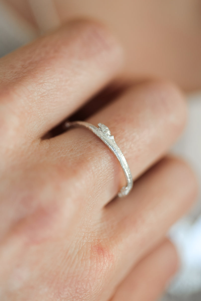 Budding Twig Ring | Recycled Sterling Silver-zoom-