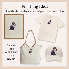 Black Cat With Bow Beaded Art Kit - Aware House - Heather Freitas -