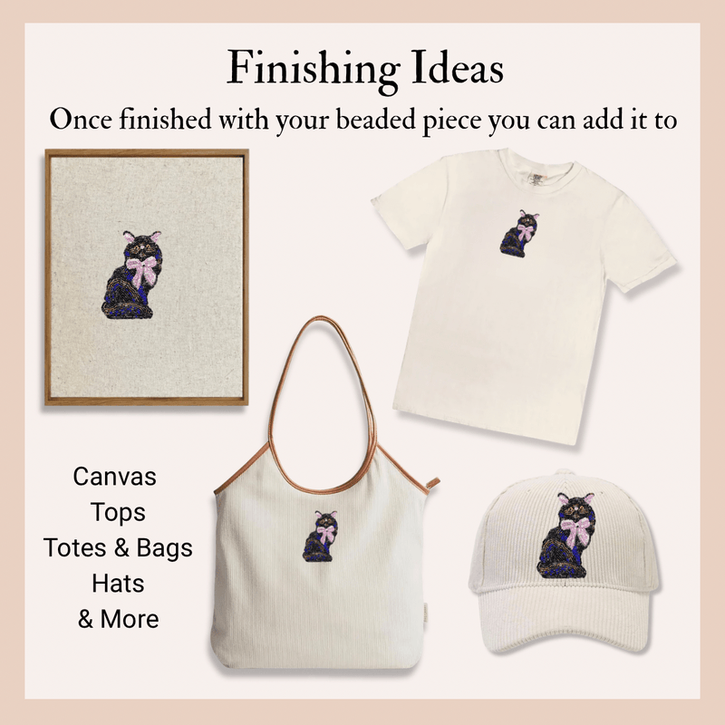 Black Cat With Bow Beaded Art Kit-zoom-