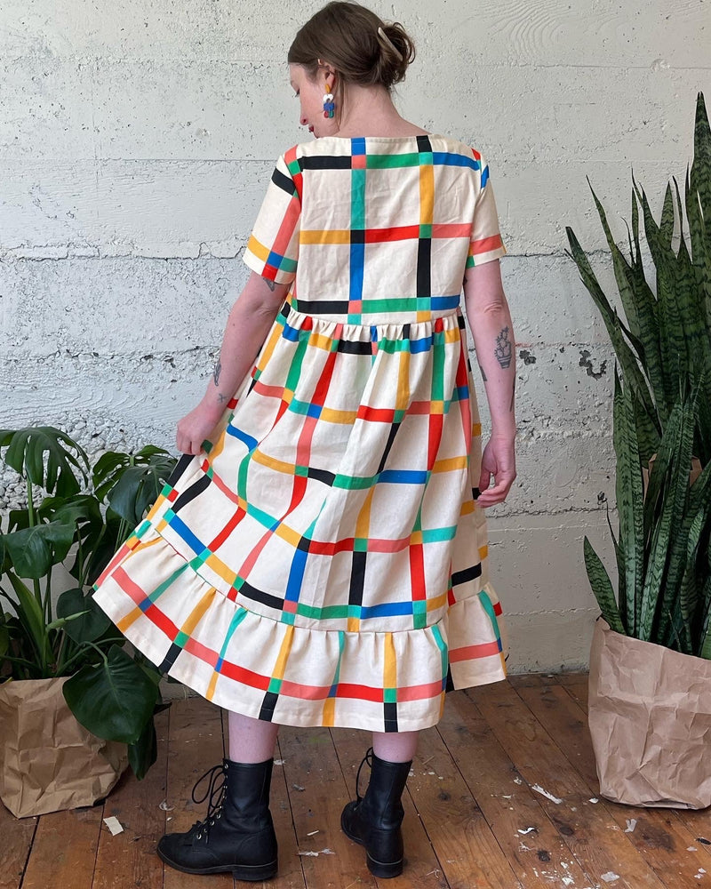 Billie Dress | Chunky Windowpane Cream-zoom-