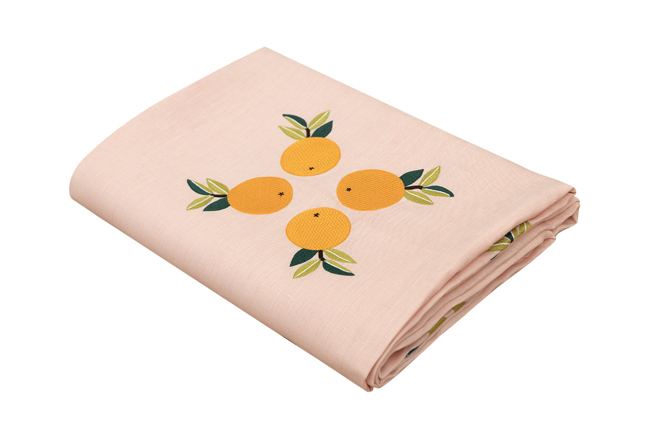 Hand Embroidered Farm to Table Tablecloth | 120" x 80"