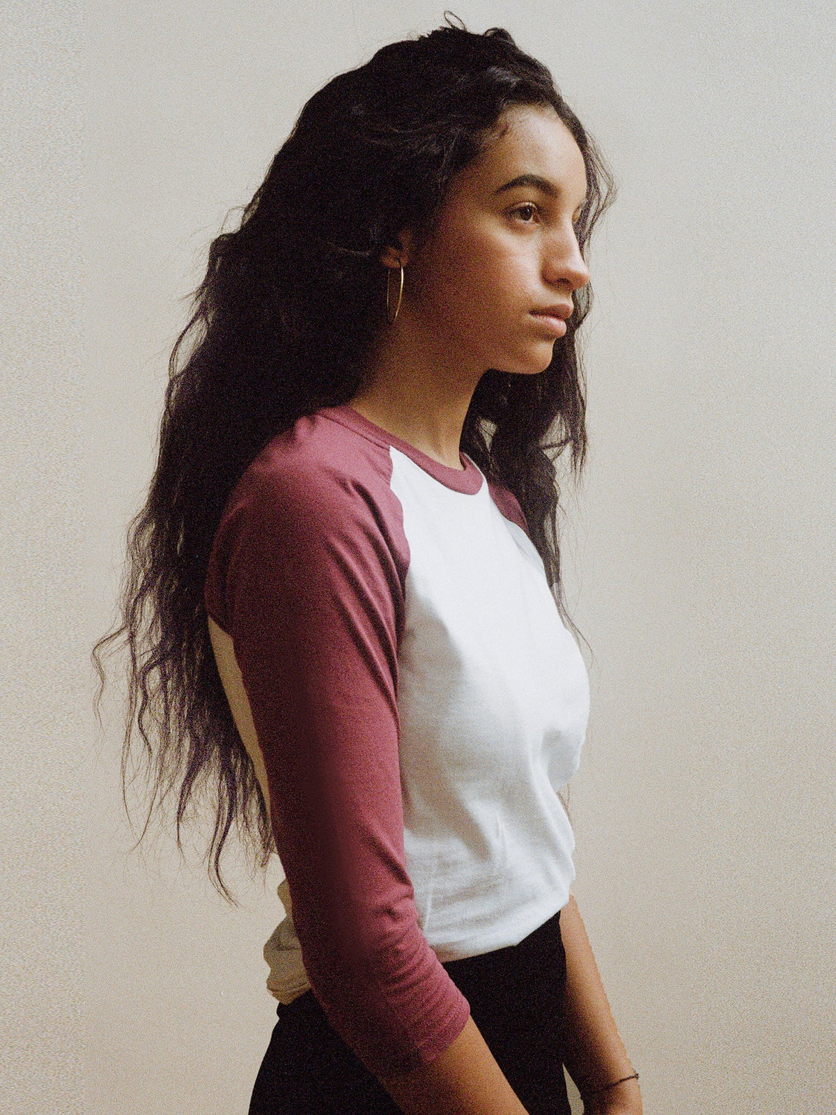 Slim Fitted Raglan Baseball T-shirt | Rouge/White-2