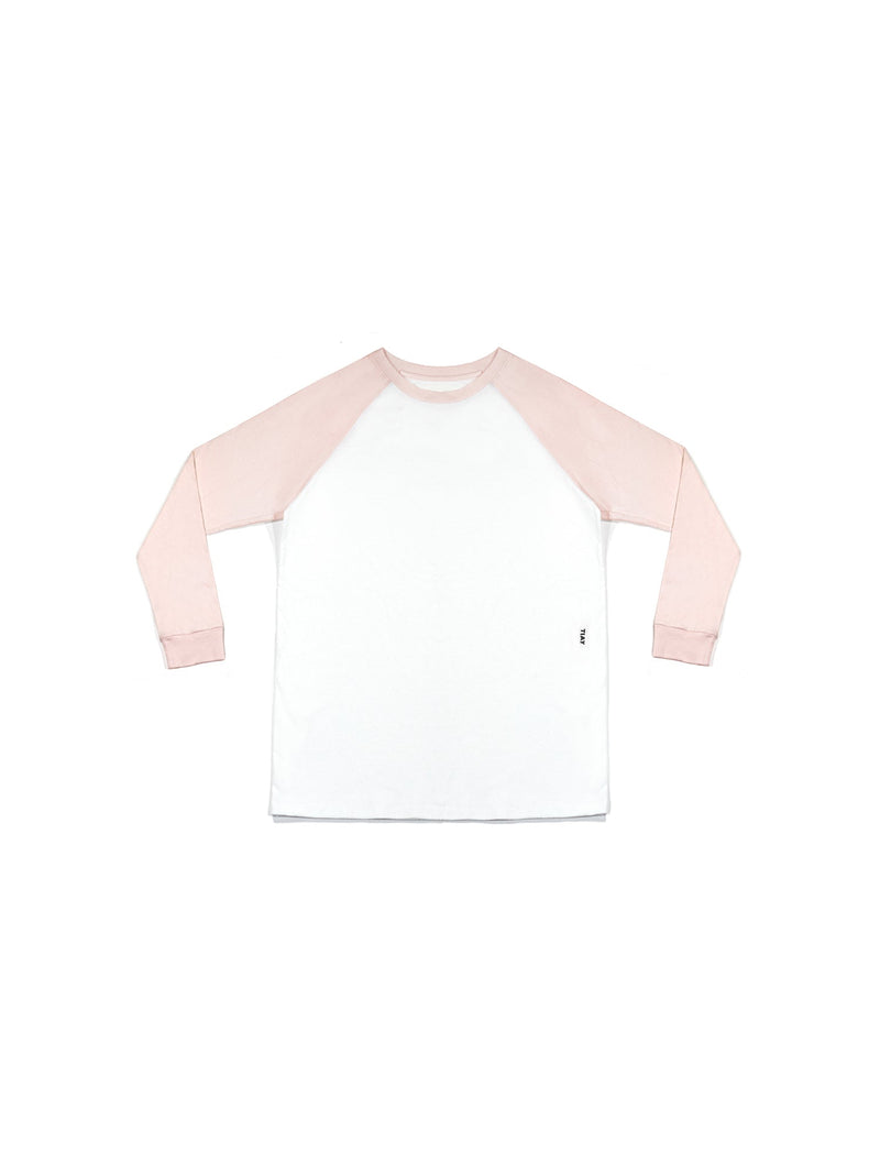 Unisex Raglan Loose Fit T-shirt | Blush/White-zoom-