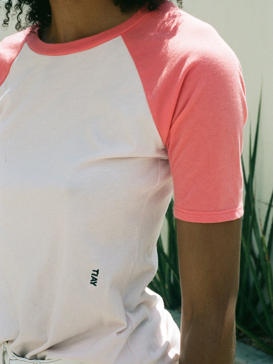 Short Sleeve Raglan Baseball T-shirt | Coral/Blush - Aware House - Tomorrow In A Year -