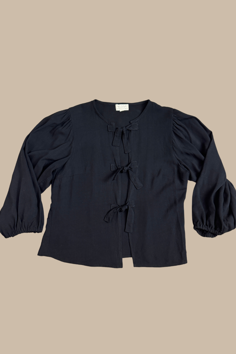 Poet Top in Black Cotton-2