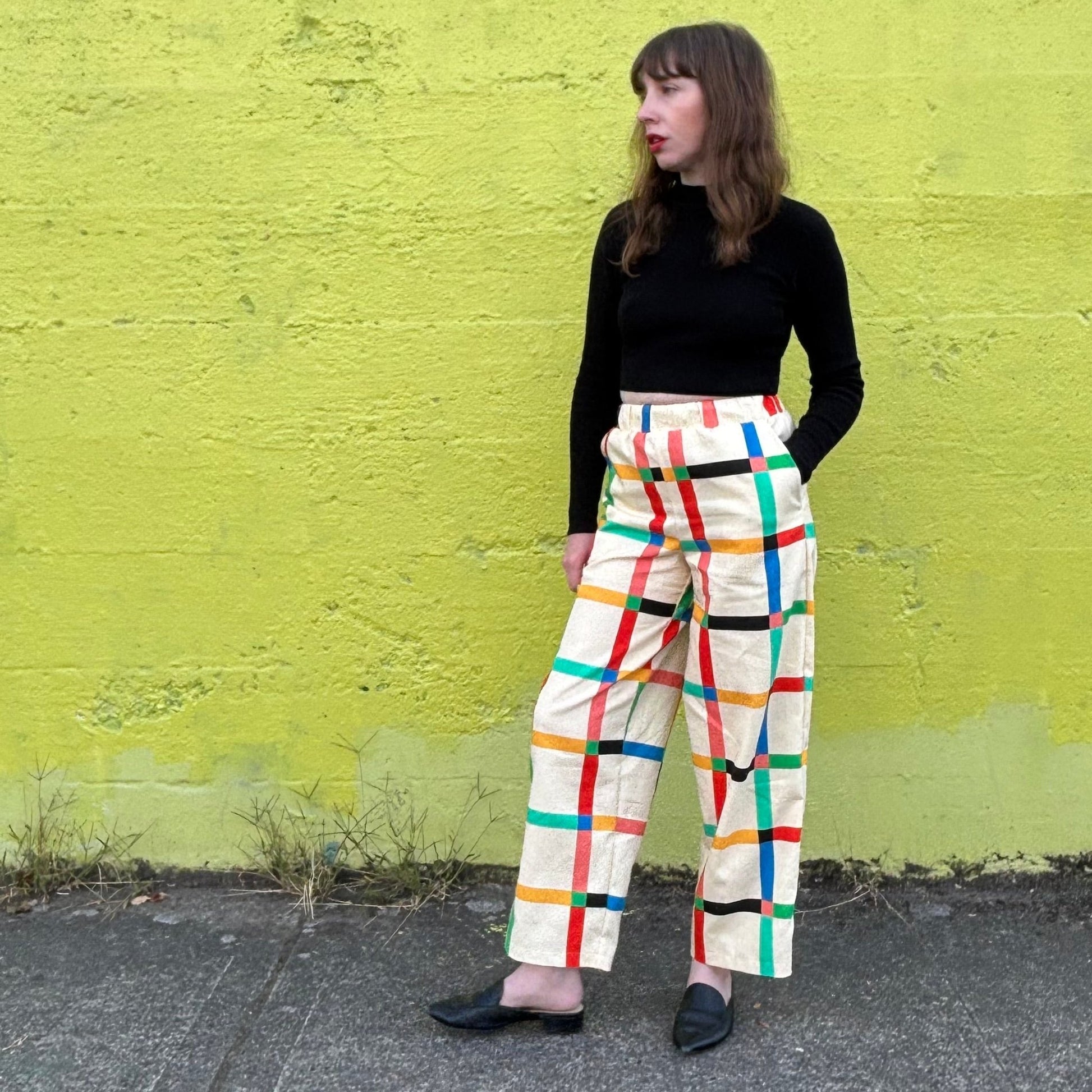 Stevie Pant | Chunky Windowpane Cream - Aware House