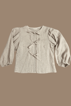 Poet Top in 100% Sand Linen - Aware House