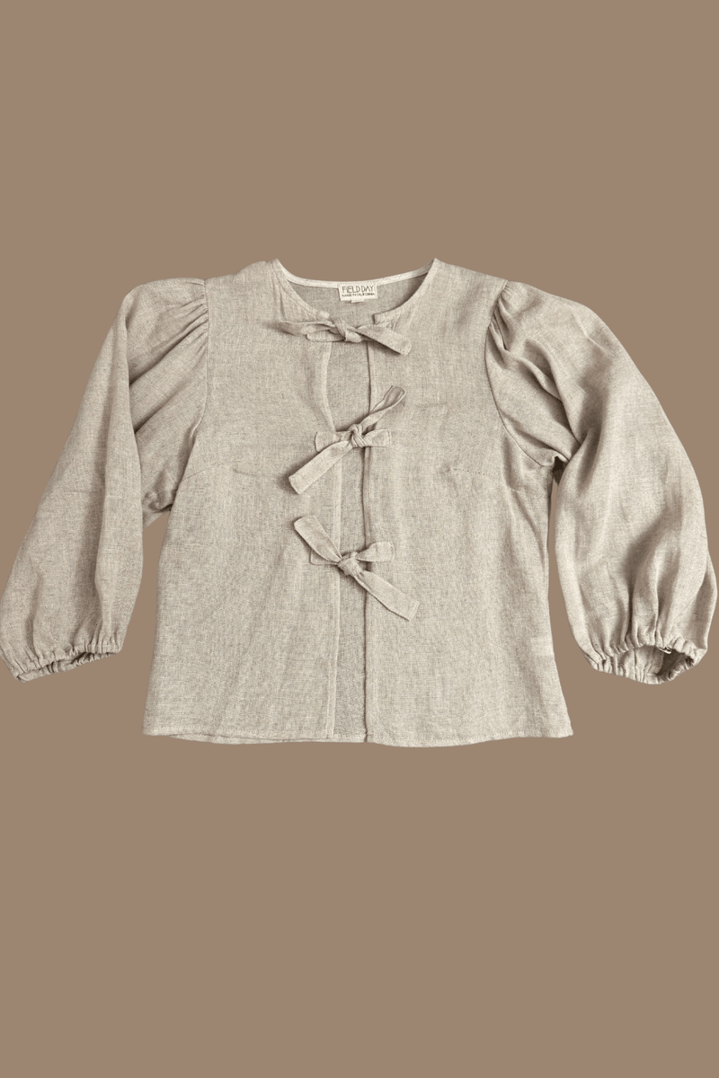 Poet Top in 100% Sand Linen-zoom-