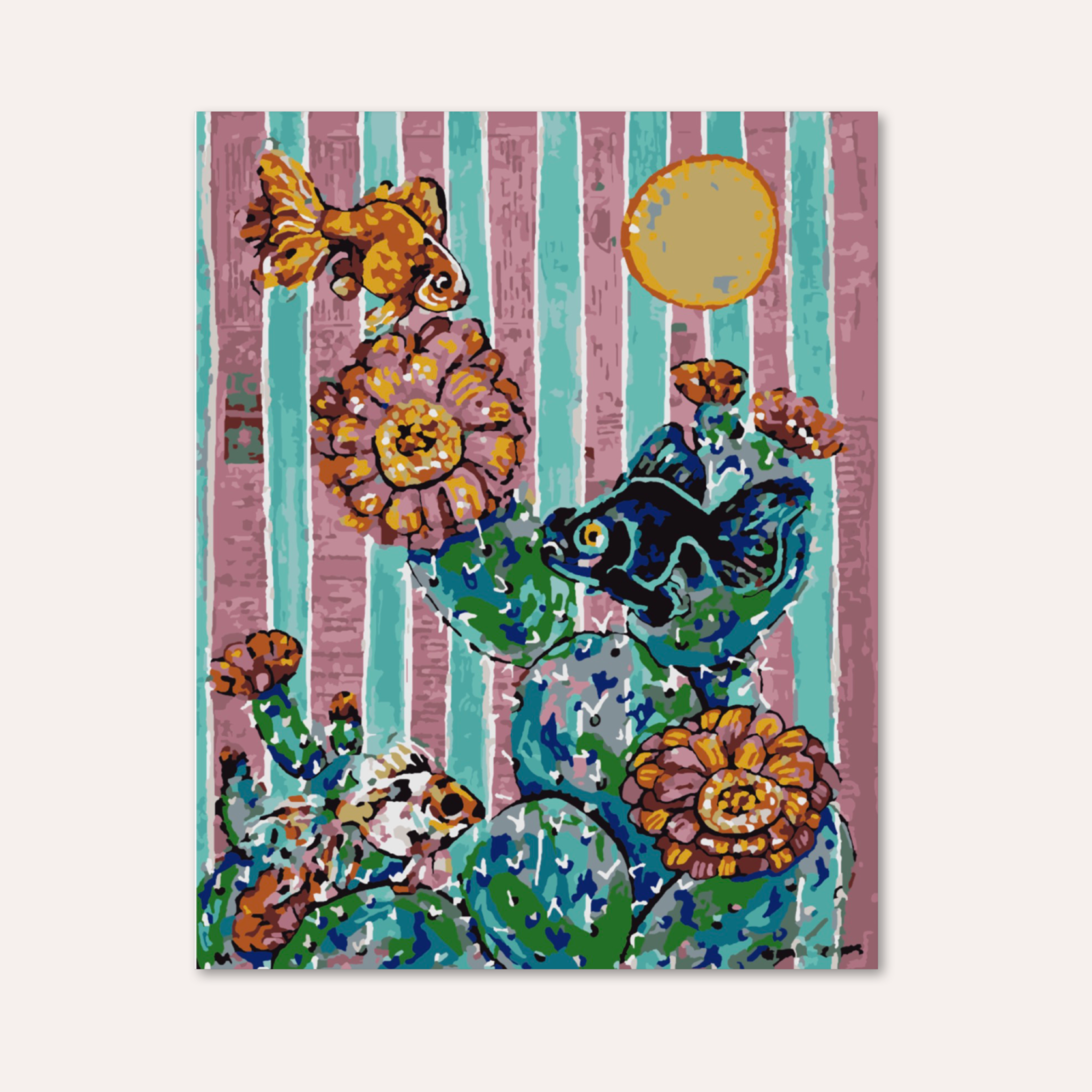 Cactus Goldfish Paint by Numbers Kit-zoom-3