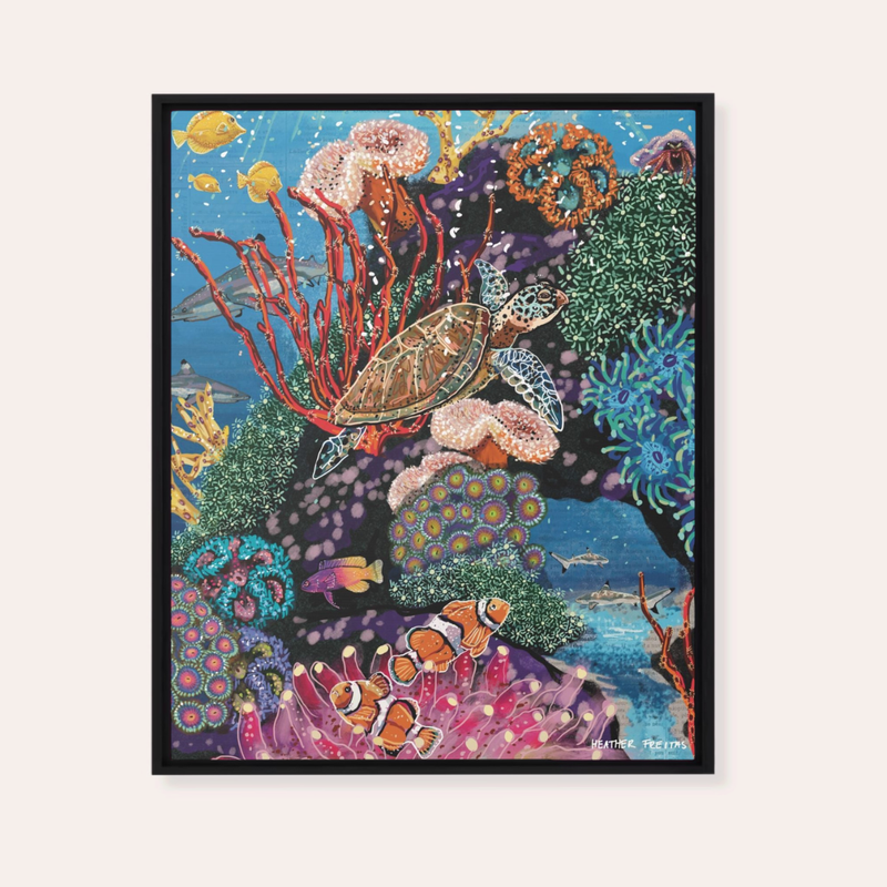 Turtle Tides | Framed Fine Art Canvas Print | Multiple Sizes-zoom-
