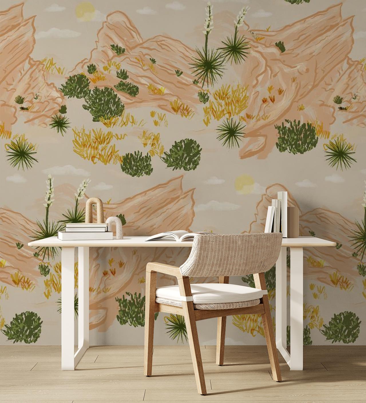 Vasquez Wallpaper, tan & peach-5