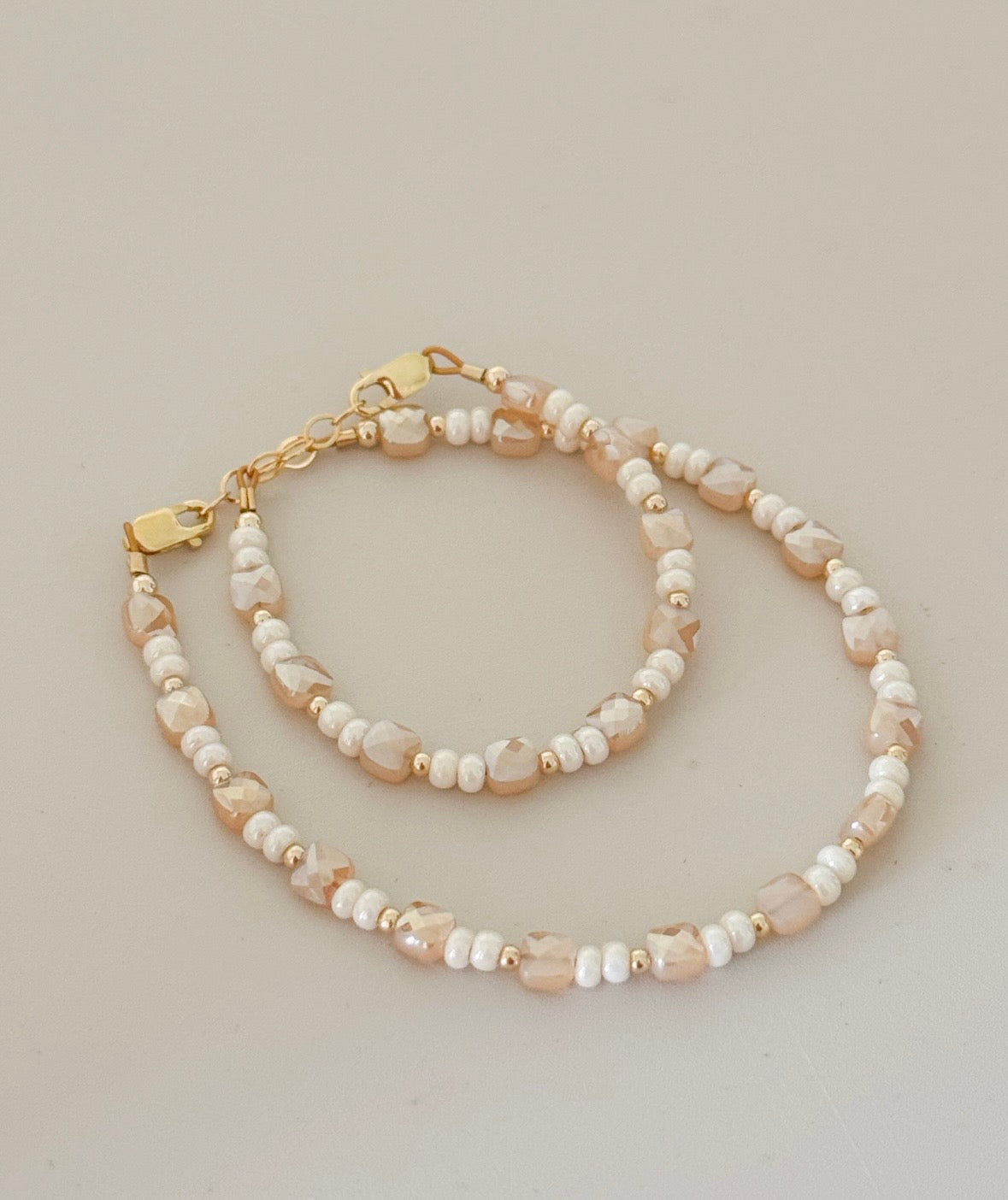 Gold & Cream Shimmer Bracelet | 14K Gold Filled-zoom-5