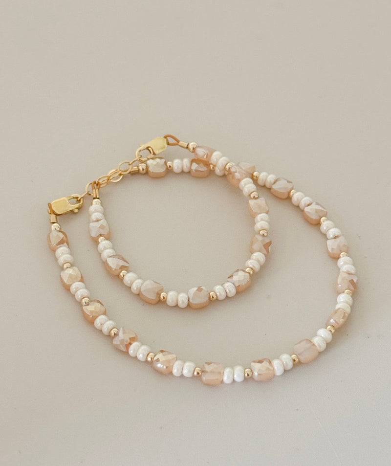 Gold & Cream Shimmer Bracelet | 14K Gold Filled-zoom-