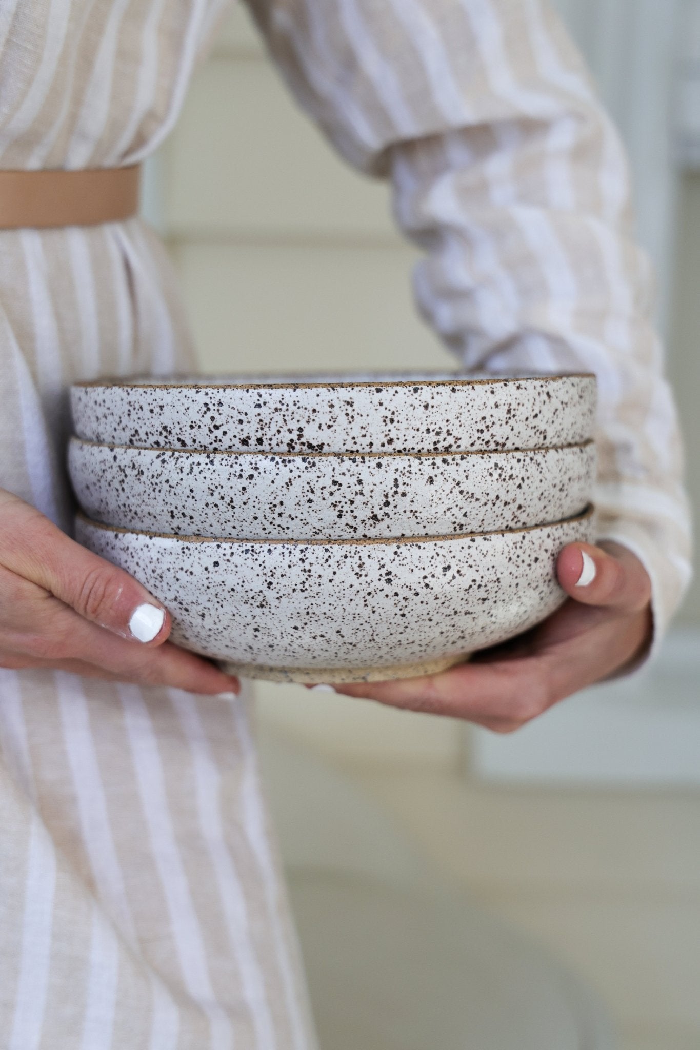 Speckled Pasta Bowl | Matte White Ceramic - Aware House