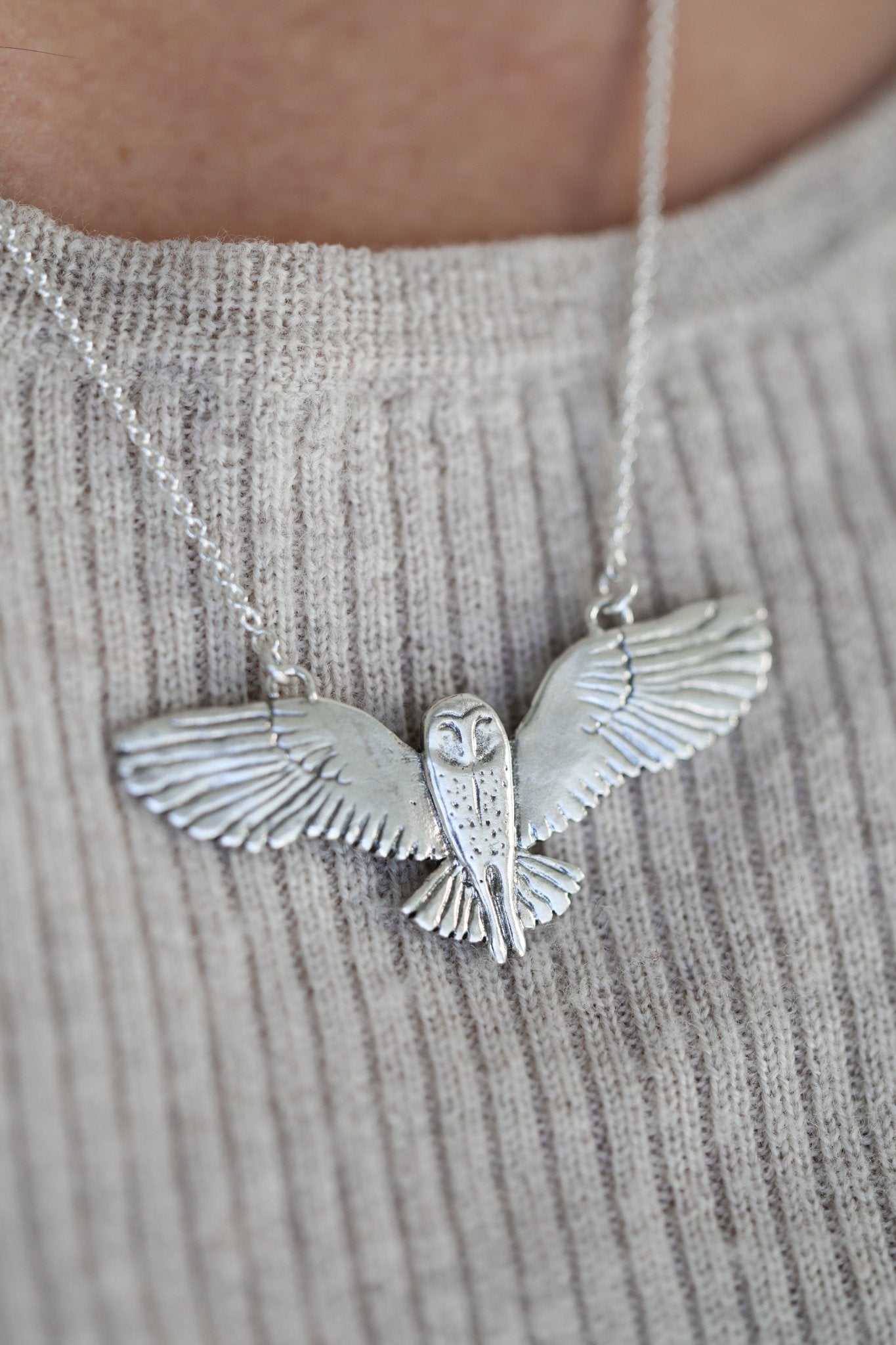Barn Owl Necklace | Recycled Sterling Silver - Aware House