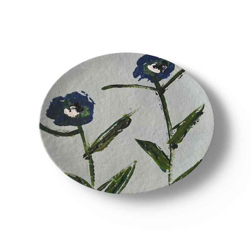 Blue and Teal Posey China Plate Set-zoom-2