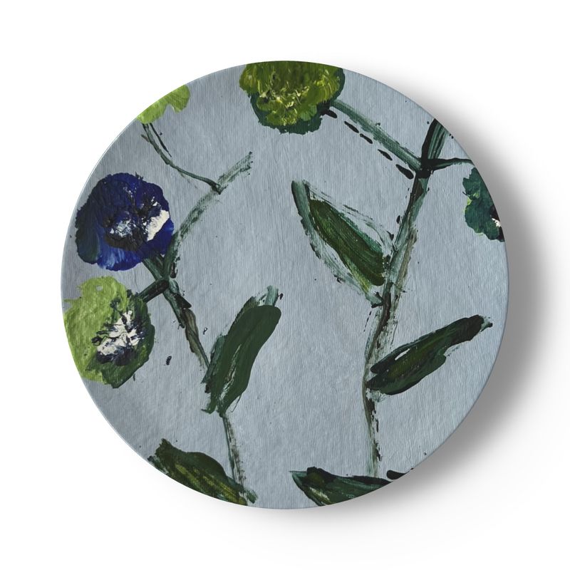 Blue and Teal Posey China Plate Set-zoom-