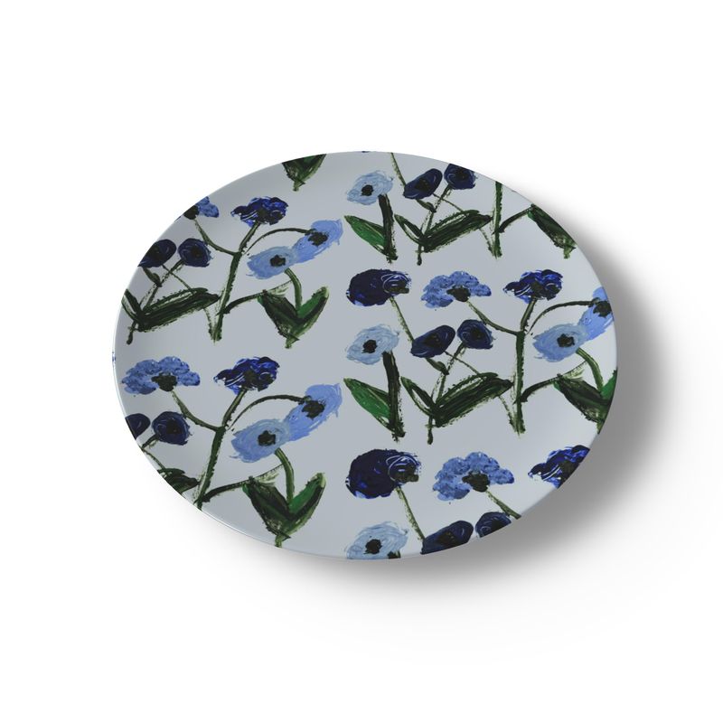 Blue Posey China Plate Set-zoom-1