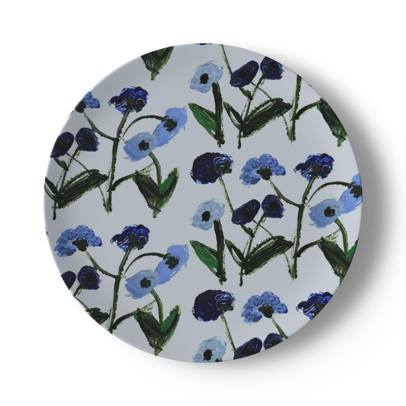 Blue Posey China Plate Set