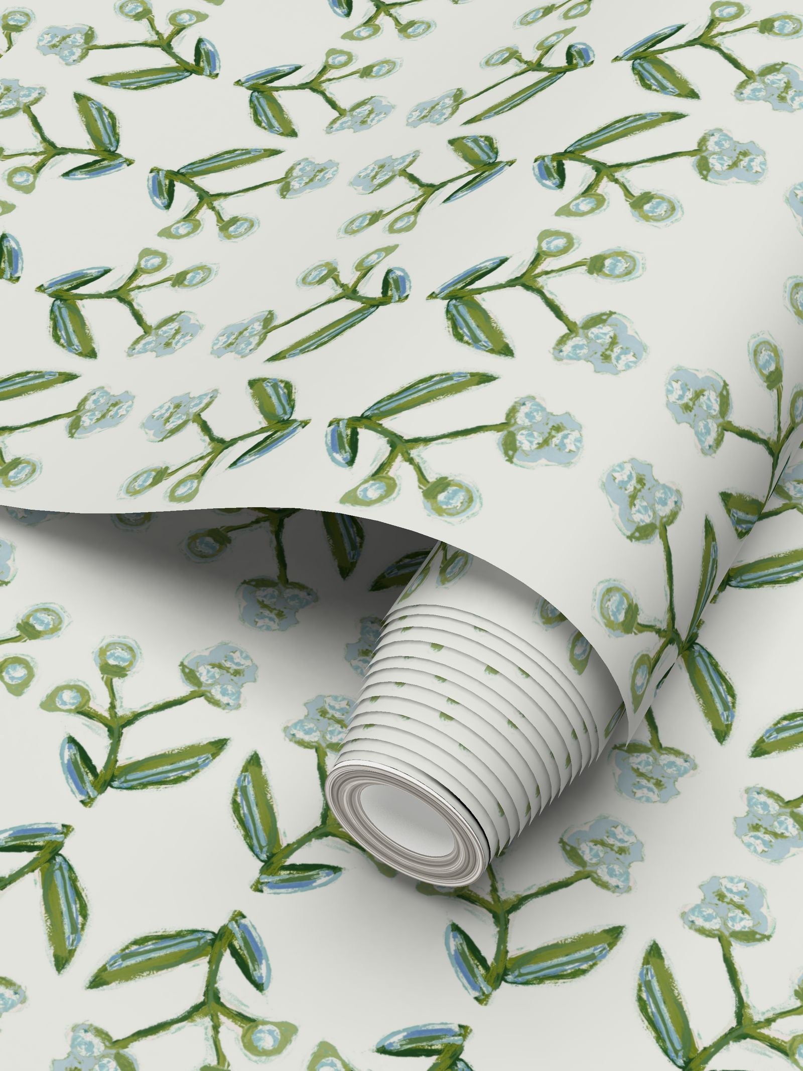Antonia Wallpaper (Blue & Green) – Handmade & Digitally Printed-zoom-4