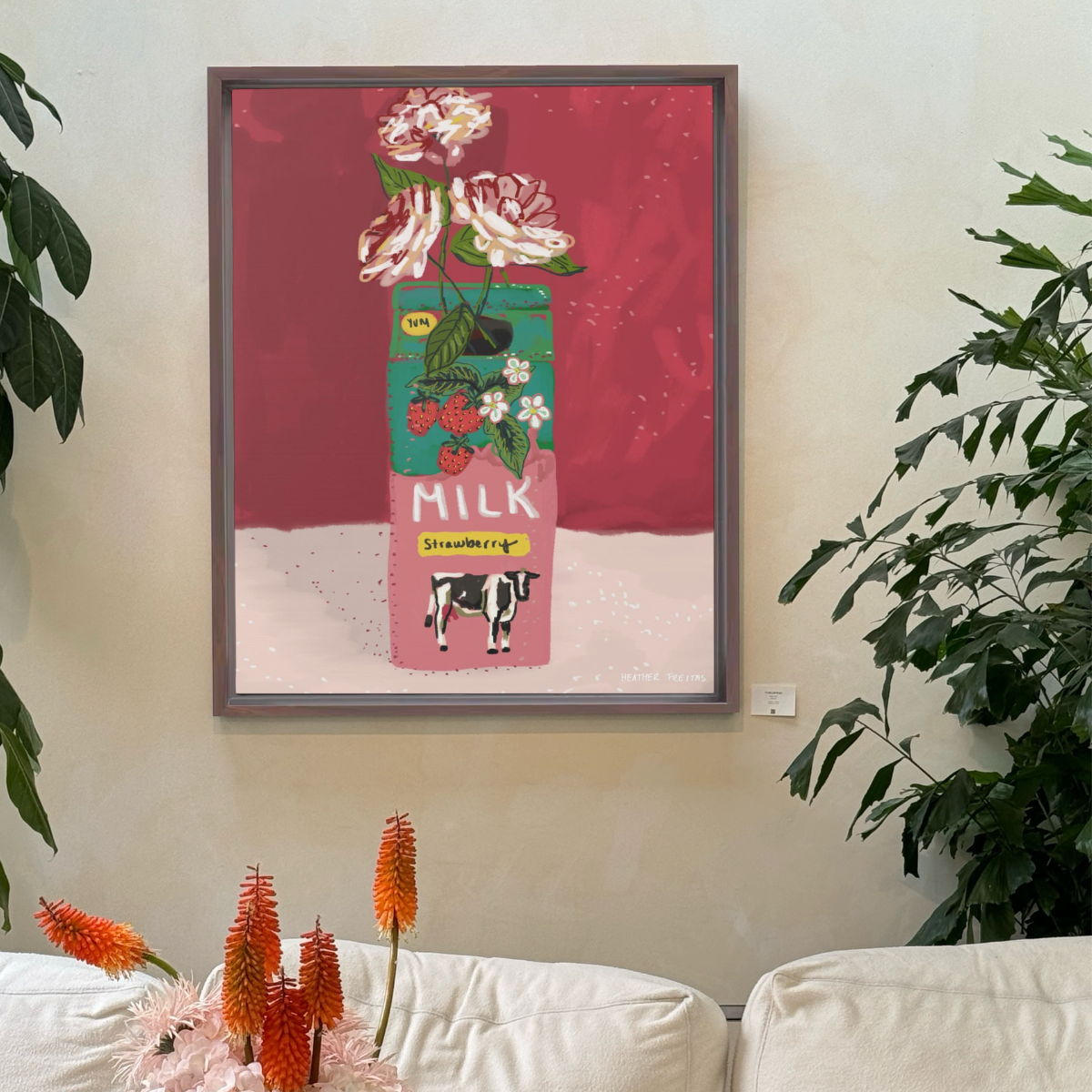 Strawberry Milk | Framed Fine Art Canvas Print | Multiple Sizes-3