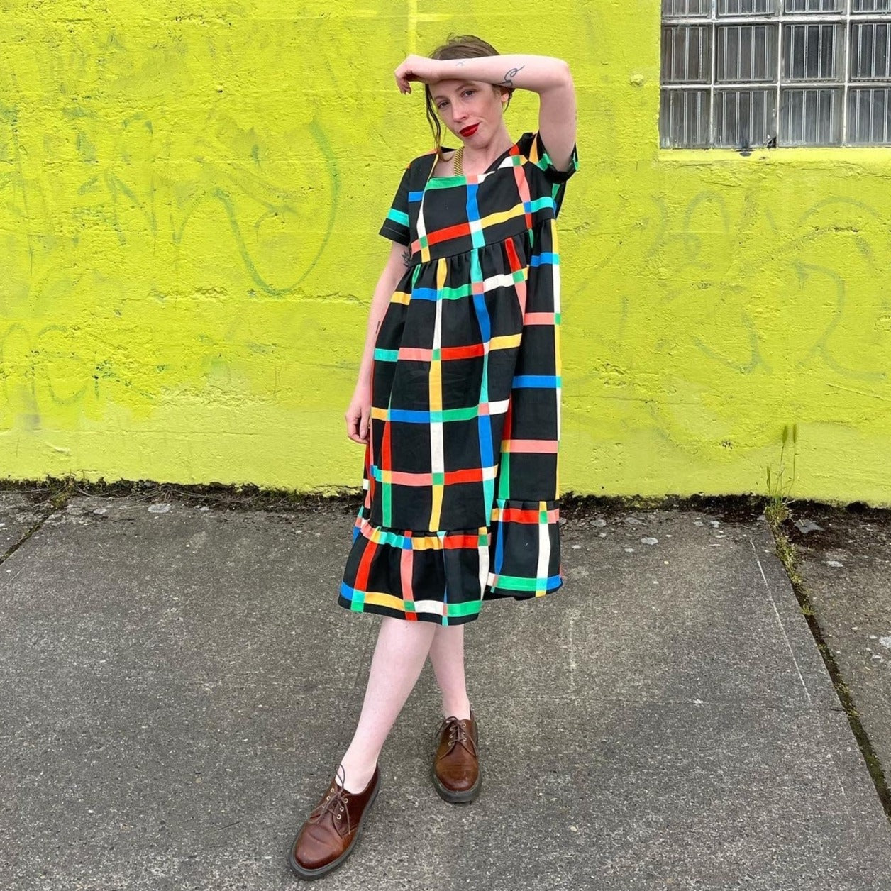 Billie Dress | Chunky Windowpane Black