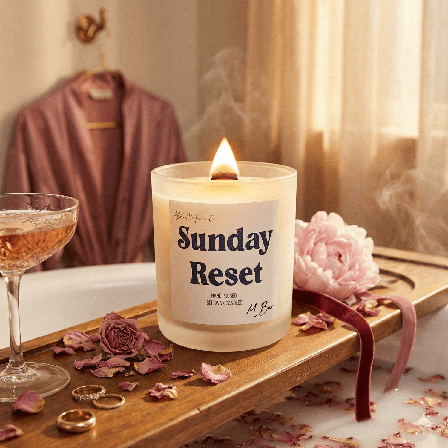 Sunday Reset Beeswax Candle - Aware House - MBur Candle Co. -