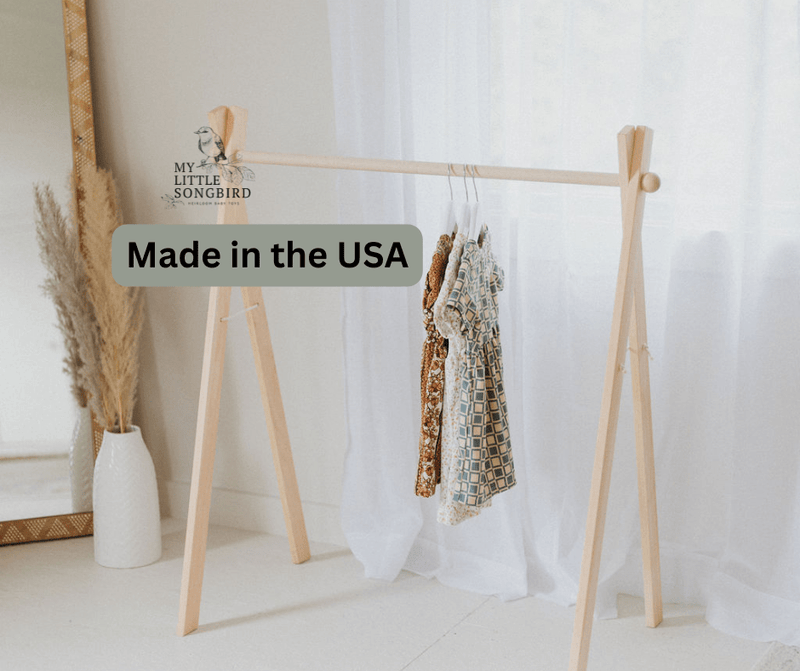 Wooden Toddler Clothing Rack | Montessori Dress Rack-zoom-