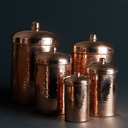 Copper Kitchen Canisters | Complete 5-Piece Set
