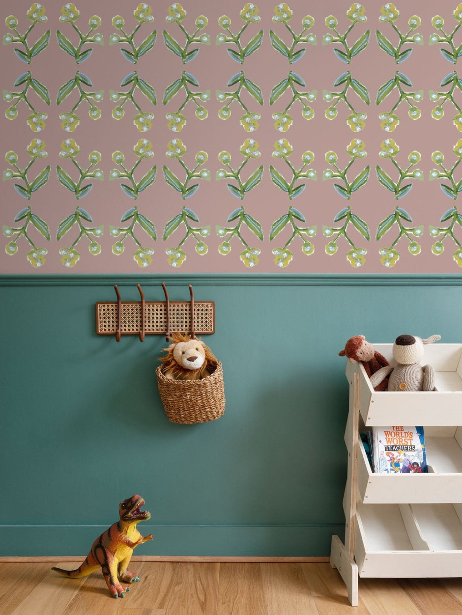 Antonia Wallpaper (Mauve) – Handmade & Digitally Printed - Aware House - Erin Donahue Tice -