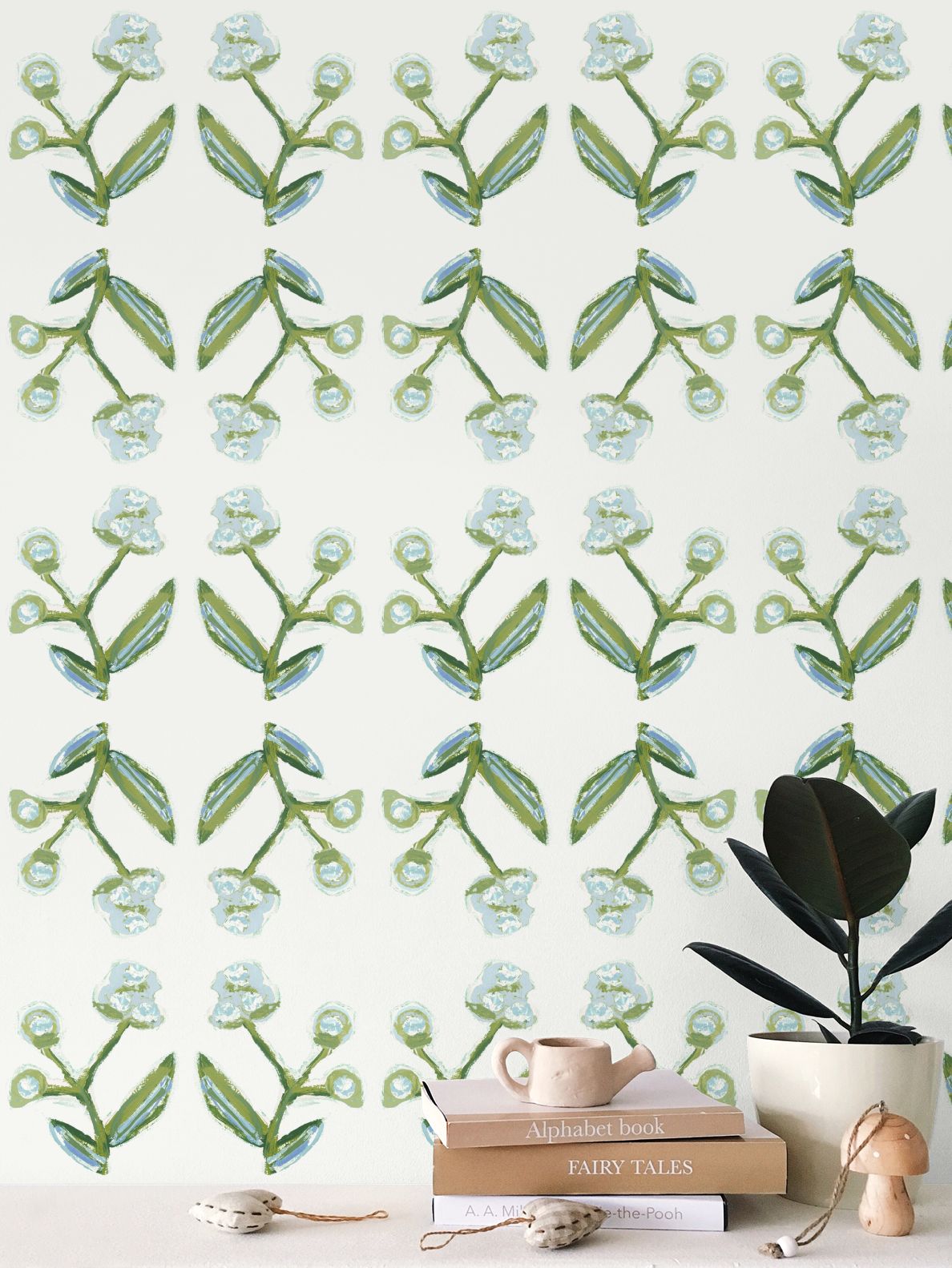 Antonia Wallpaper (Blue & Green) – Handmade & Digitally Printed-8