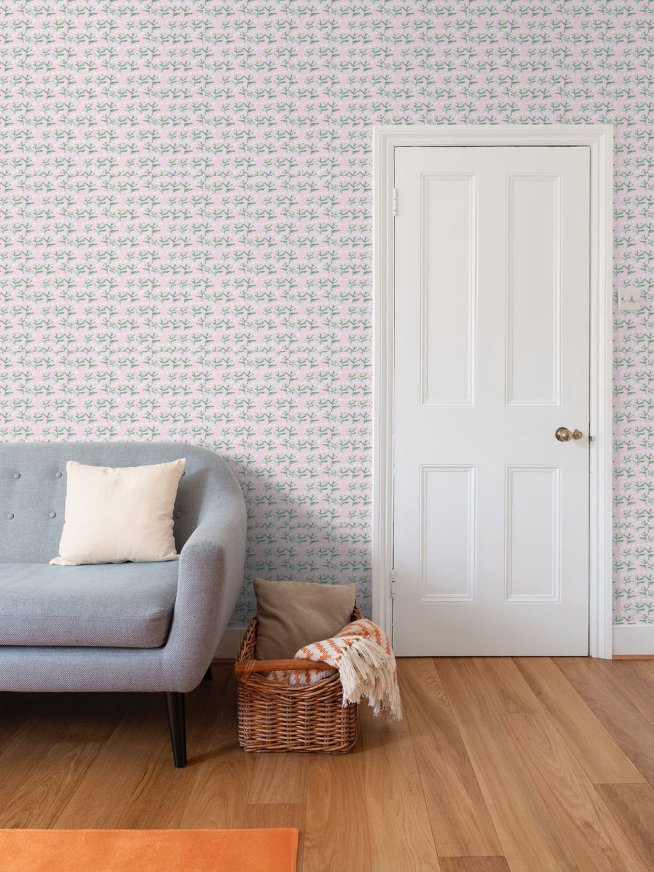 Sydney Wallpaper (Tulip Pink) – Handmade & Digitally Printed - Aware House - Erin Donahue Tice -