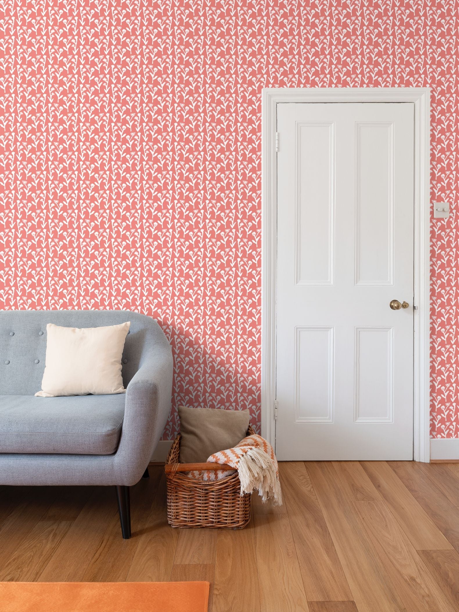 Ivy Manor Wallpaper (Coral) – Handmade & Digitally Printed