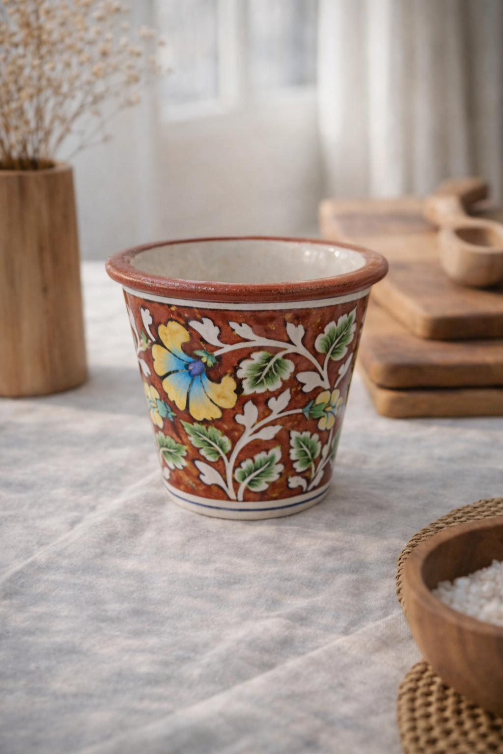 Handcrafted Blue Pottery Planter | Jaipur Hand-Painted-4