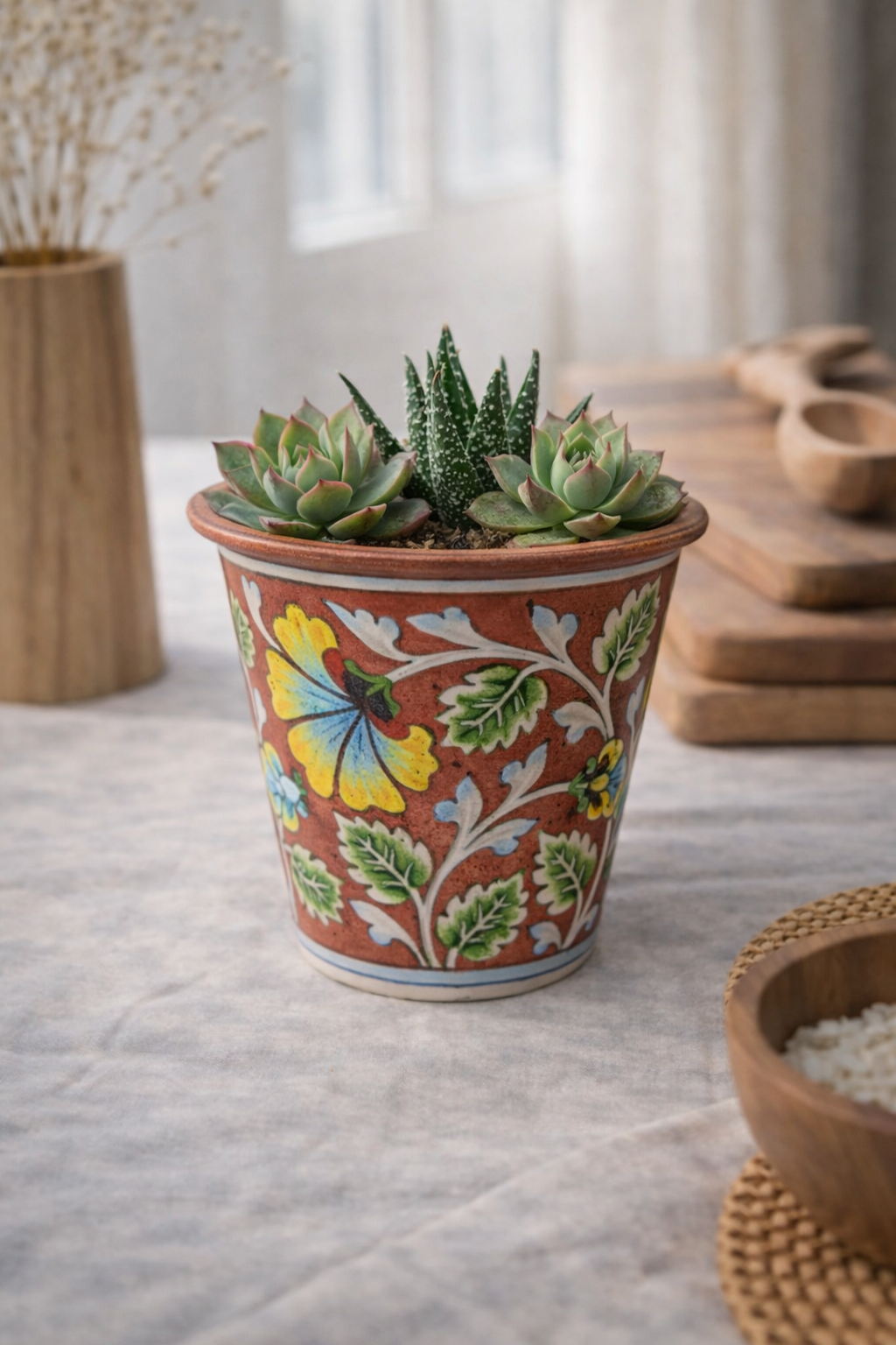 Handcrafted Blue Pottery Planter | Jaipur Hand-Painted-5