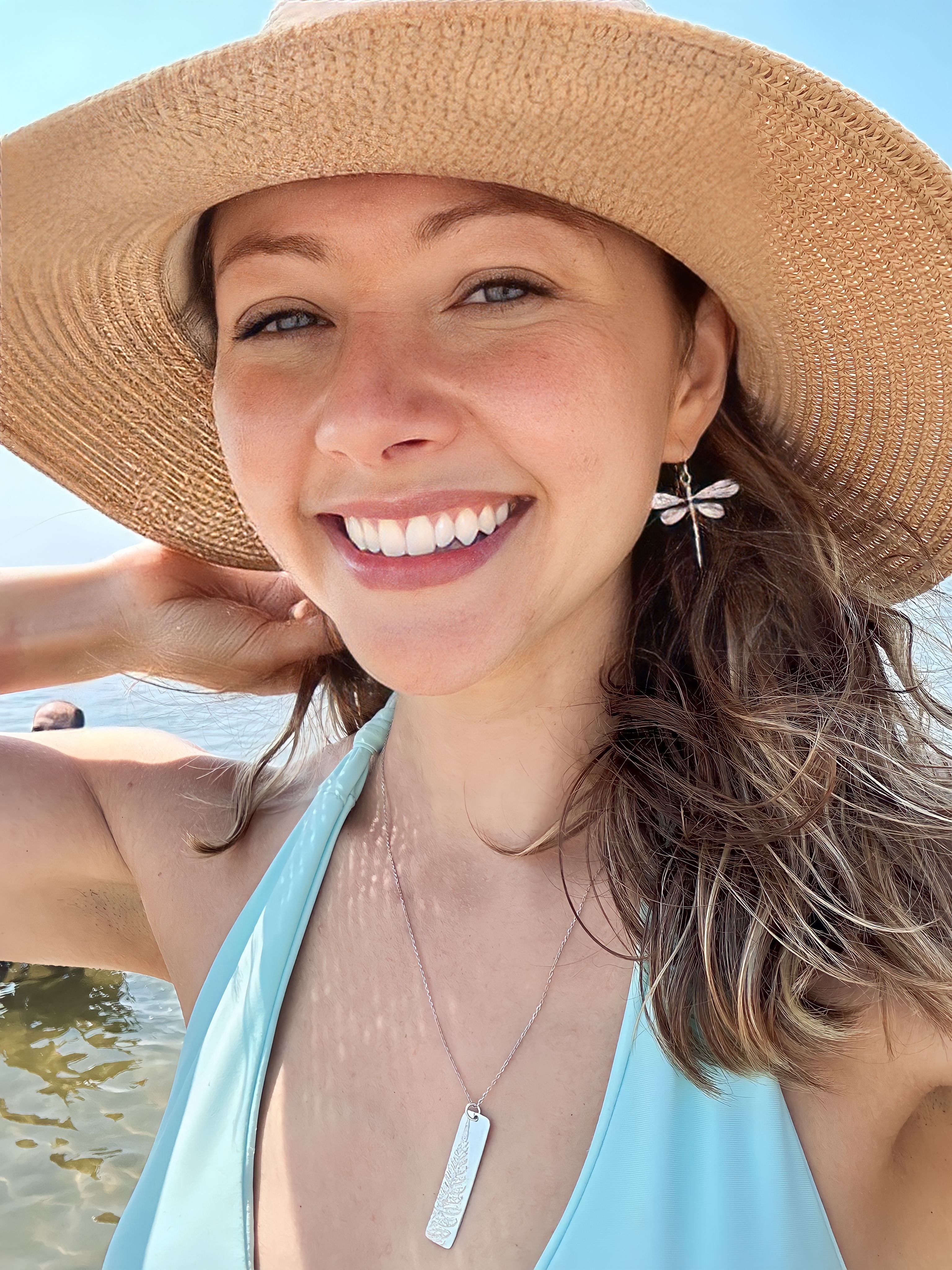 Dragonfly Dangle Earrings | Sterling Silver or Brass-zoom-1