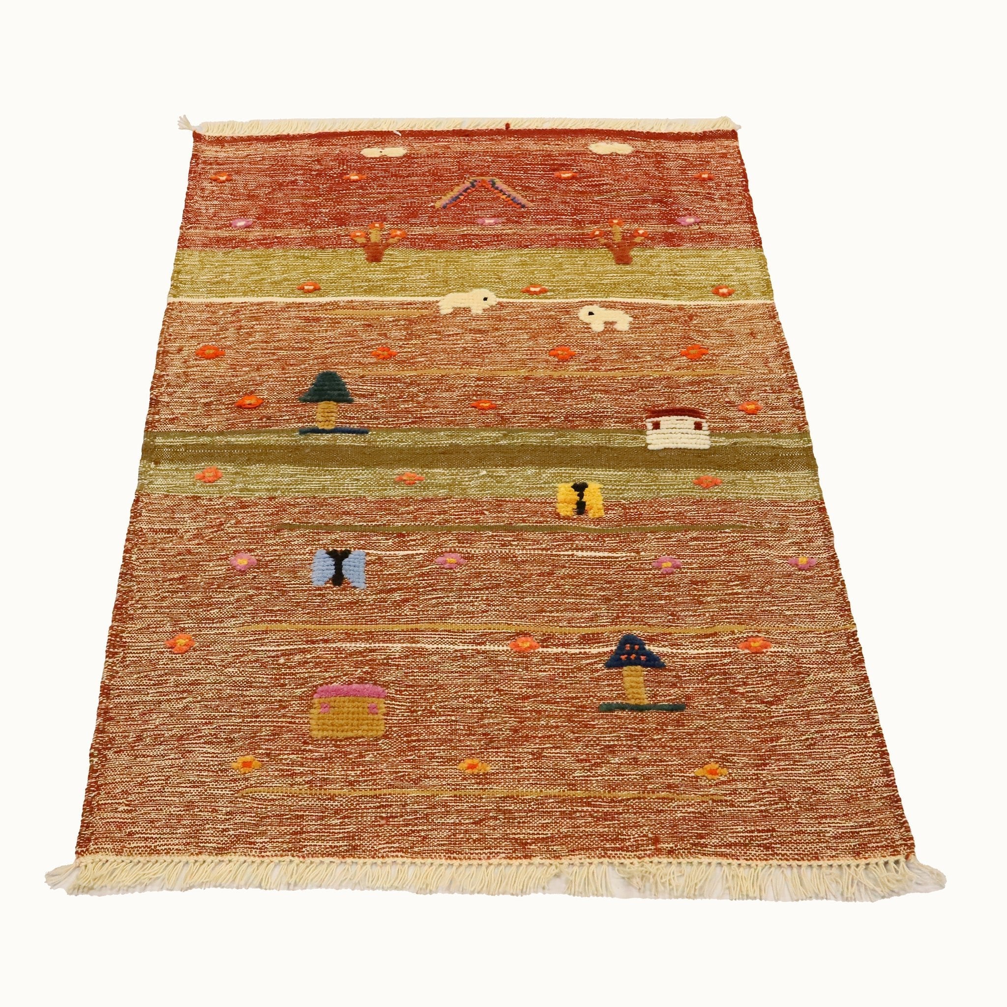 Twin Lambs Kids Rug | Handmade Wool Rug for Nursery, Playrooms & Children’s Rooms - Aware House