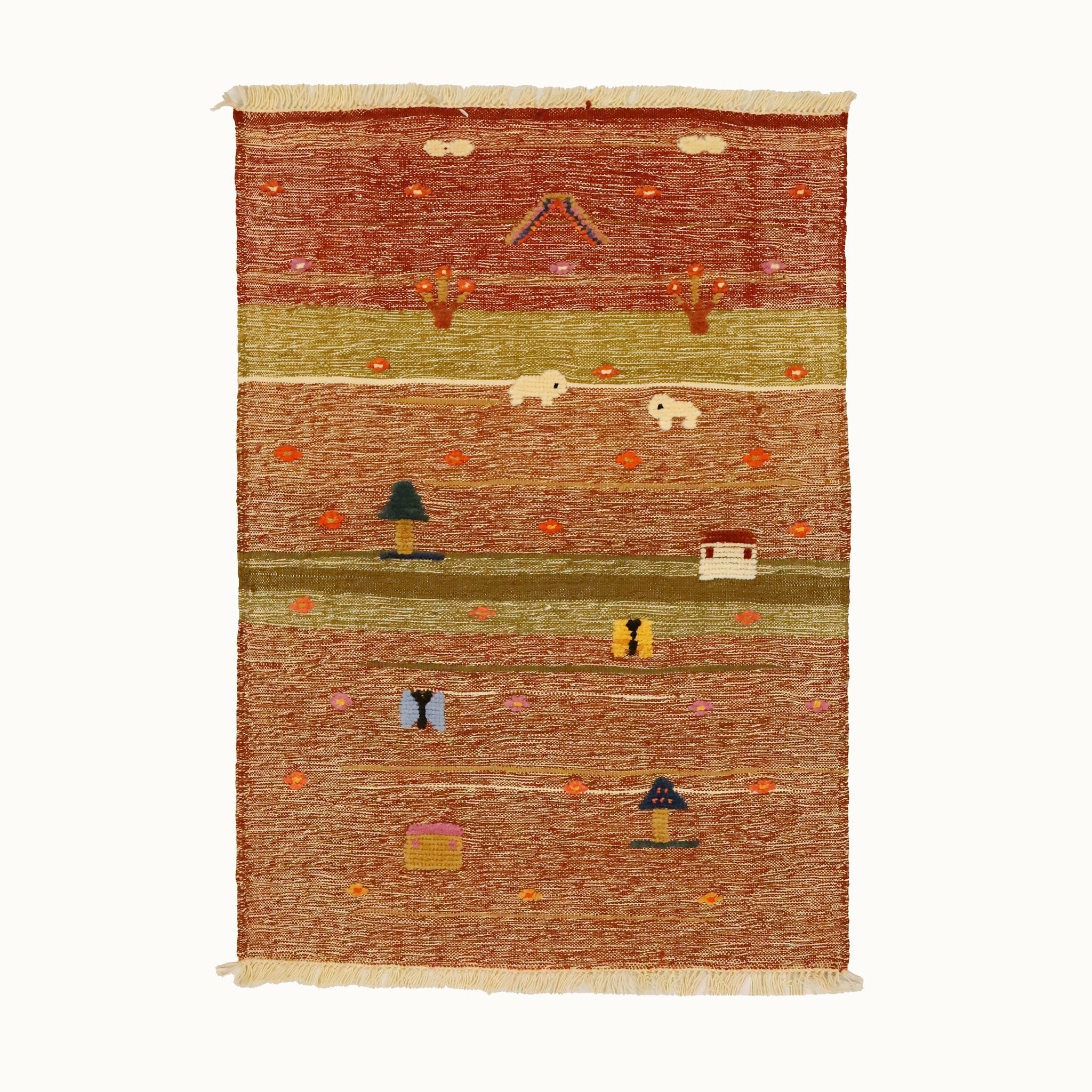 Twin Lambs Kids Rug | Handmade Wool Rug for Nursery, Playrooms & Children’s Rooms - Aware House