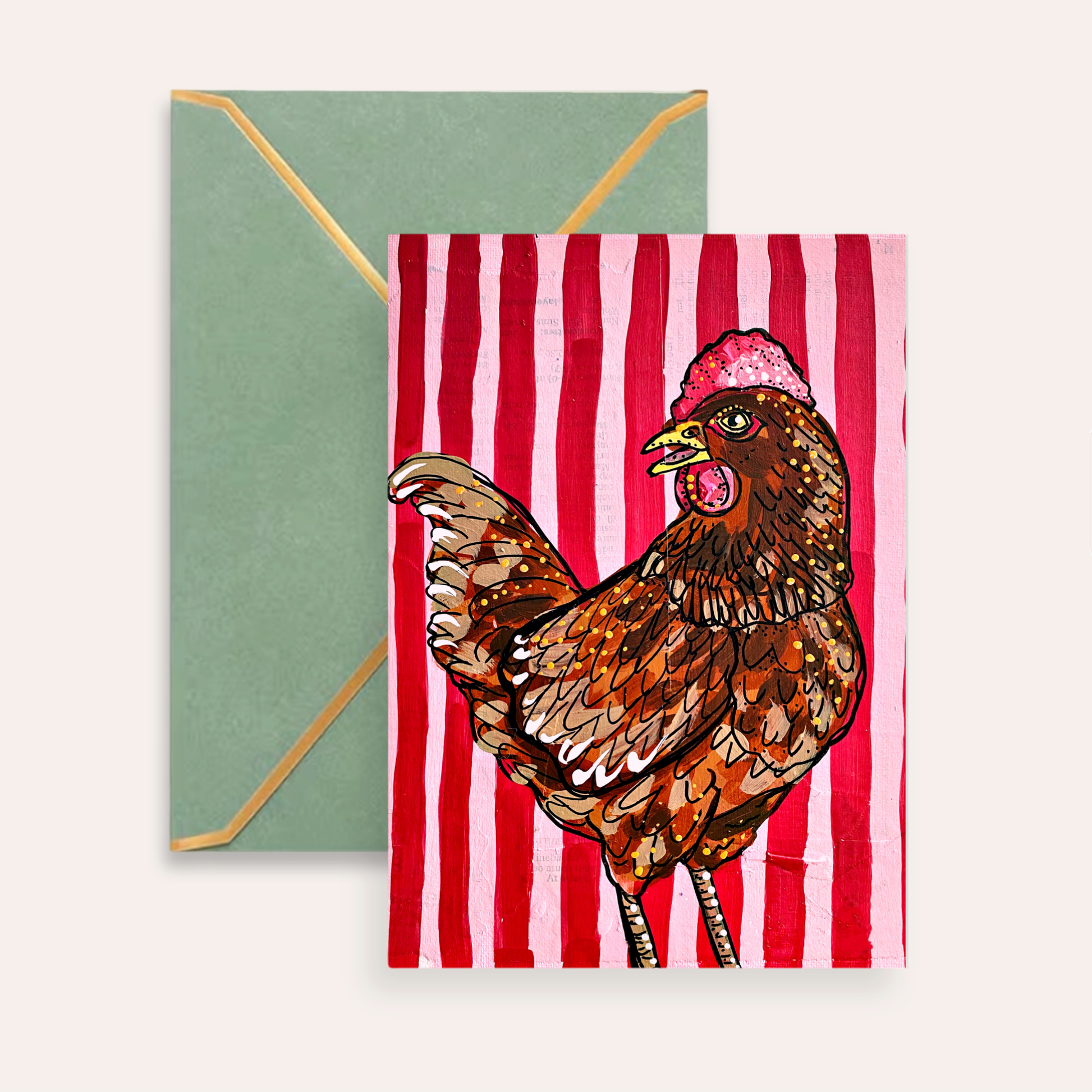 Brown Chicken Greeting Card Fine Art Print-3