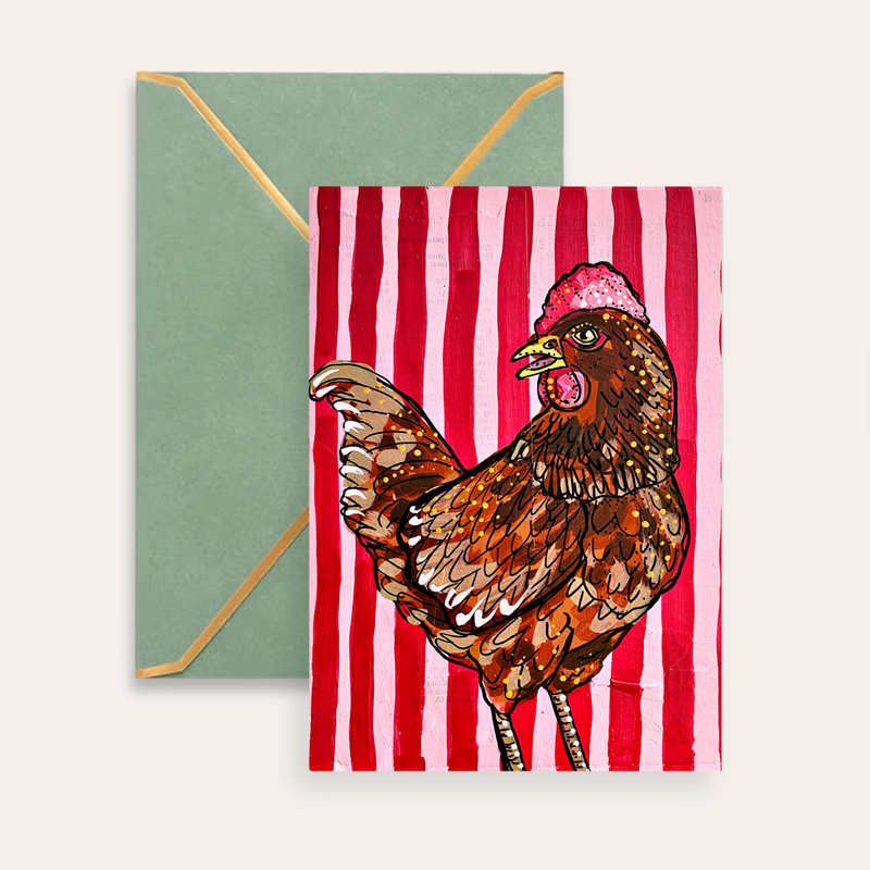 Brown Chicken Greeting Card Fine Art Print-zoom-