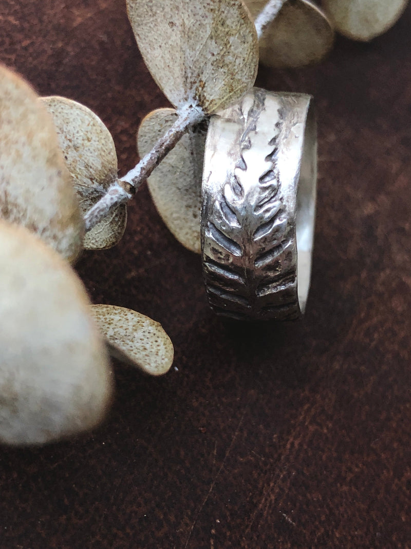 Fern Ring Band | Recycled Sterling Silver-zoom-
