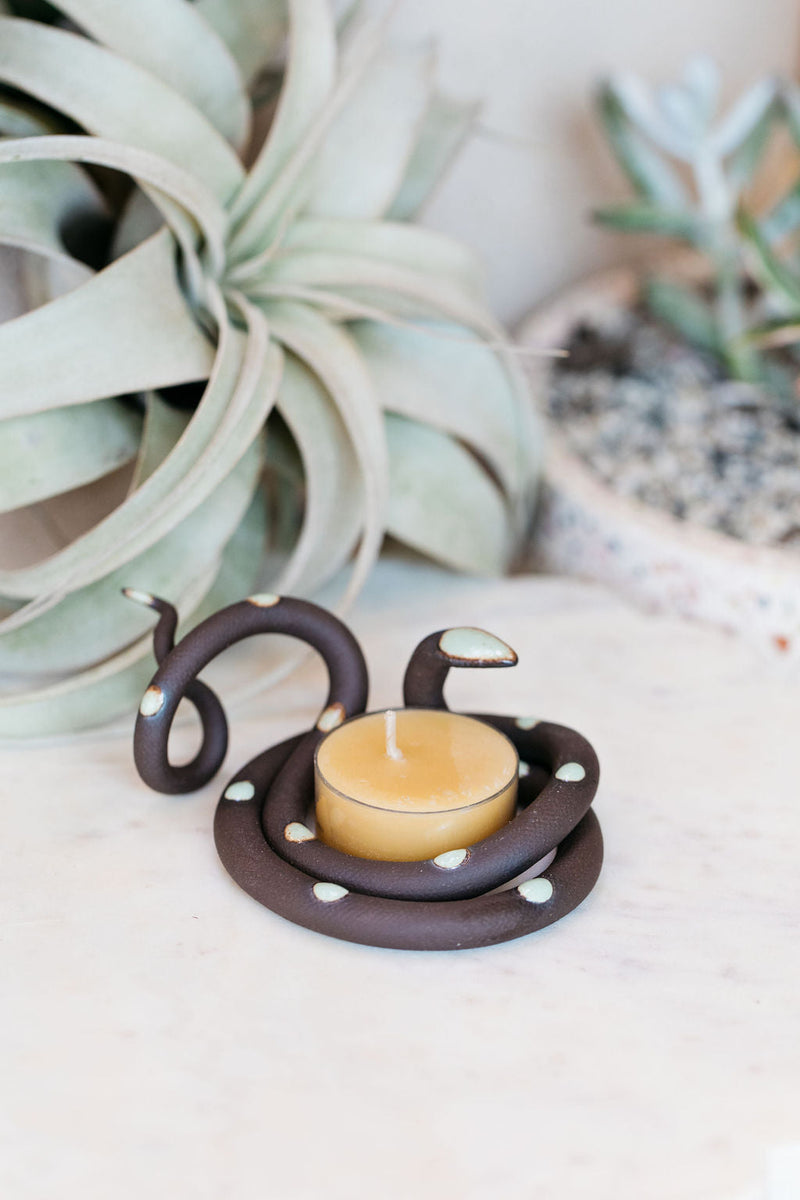 Ceramic Snake Tealight Holder-zoom-