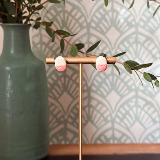 Oval Stud Ceramic Earrings