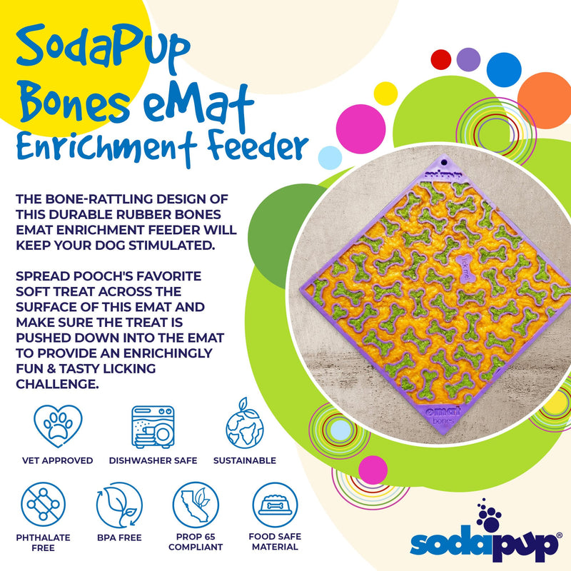 Bones eMat - Enrichment Lick Mat for Dogs and Cats | eMat Enrichment Toy for Anxiety Relief | SodaPup-zoom-