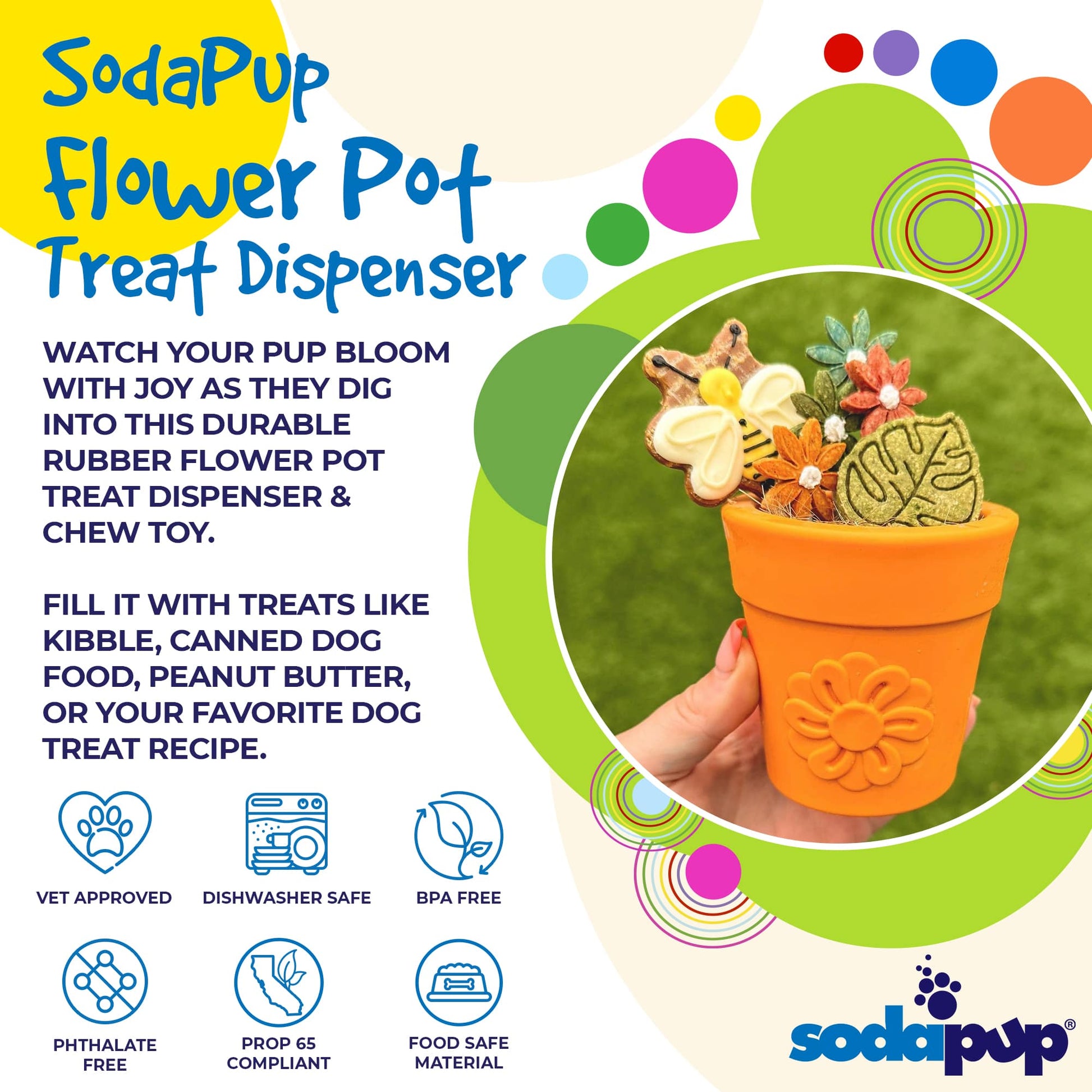 Large Flower Pot eCup Dog Treat Dispenser - Aware House