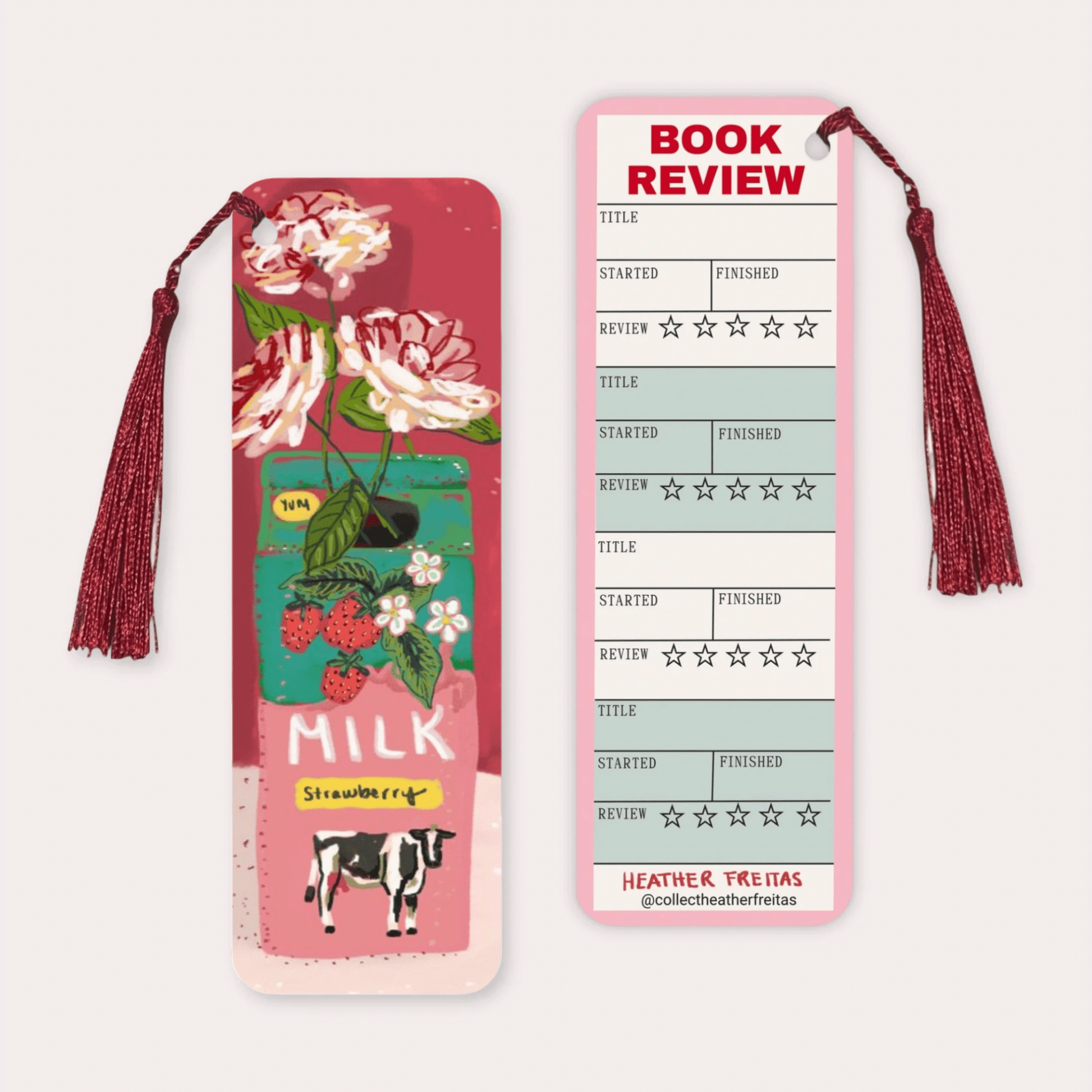 Strawberry Milk Soft Touch Premium Bookmark - Aware House