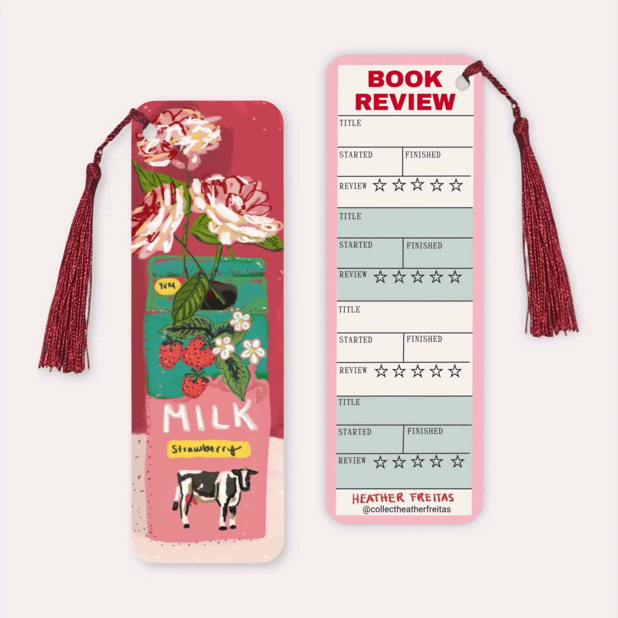 Strawberry Milk Soft Touch Premium Bookmark - Aware House