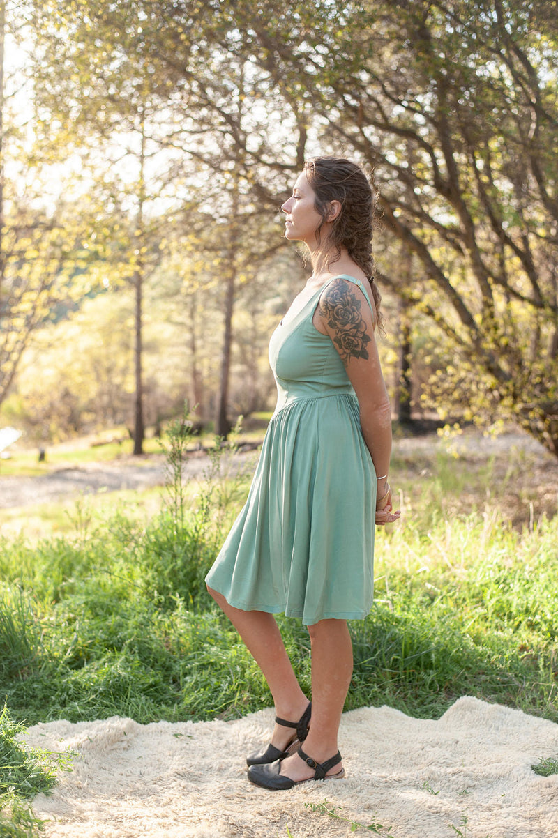 Agnes Dress in Sage Challis-zoom-