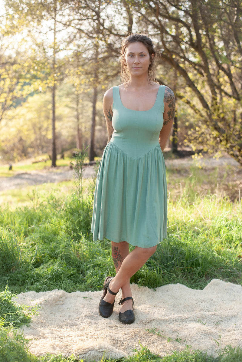 Agnes Dress in Sage Challis-zoom-